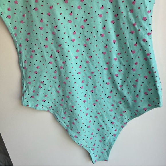 NWT Wild Fable Strap Bodysuit in Aqua Blue Floral Size S - Picture 9 of 17